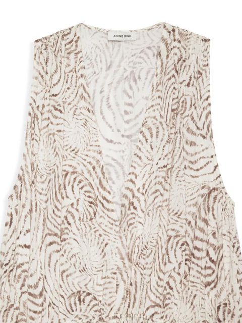 ANINE BING Mia seashell-print midi dress - Neutrals