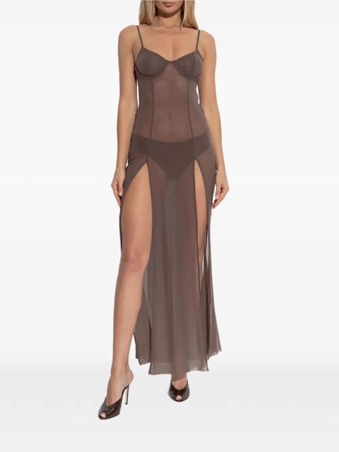 Bond-eye mesh slit maxi dress - Brown - zdjęcie produktu nr 2
