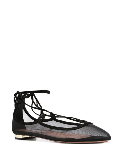 Aquazzura lace-up mesh flat pumps - Black - zdjęcie produktu nr 2