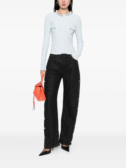 Balenciaga ruffle trim bow cardigan - Blue - zdjęcie produktu nr 2