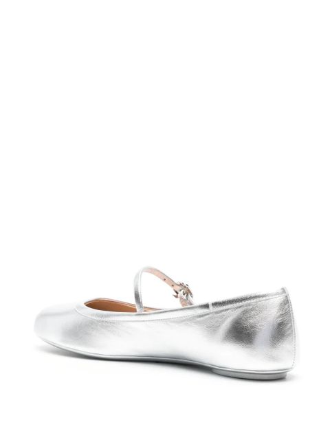 Gianvito Rossi Carla leather ballerina flats - Silver