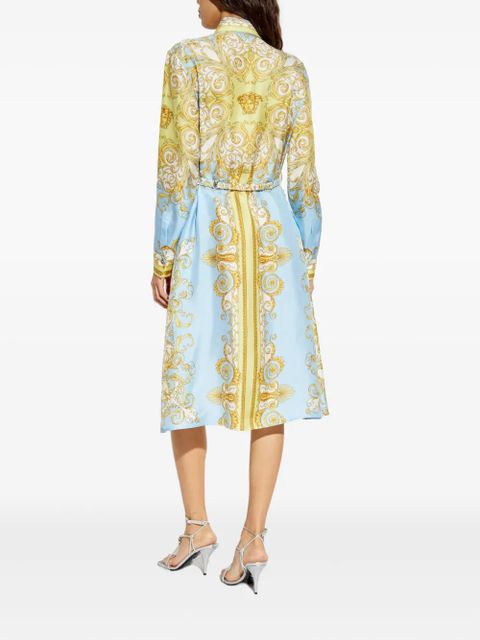 Versace Medusa-buckle printed midi dress - Blue
