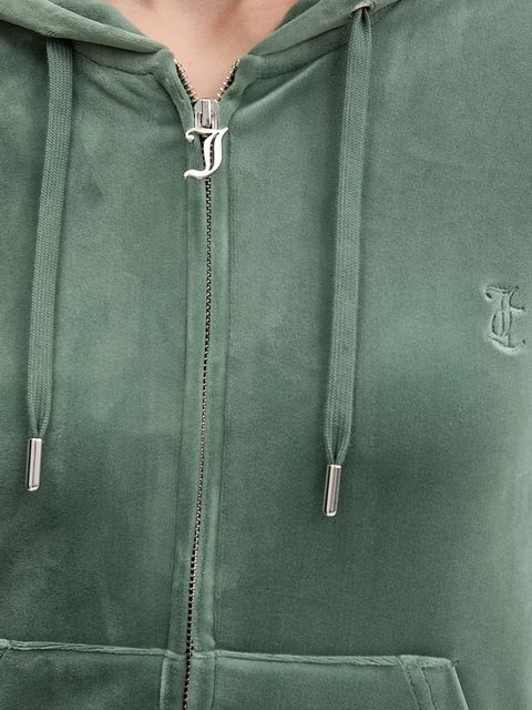 Juicy Couture bluza damska kolor zielony z kapturem gładka JCAP176