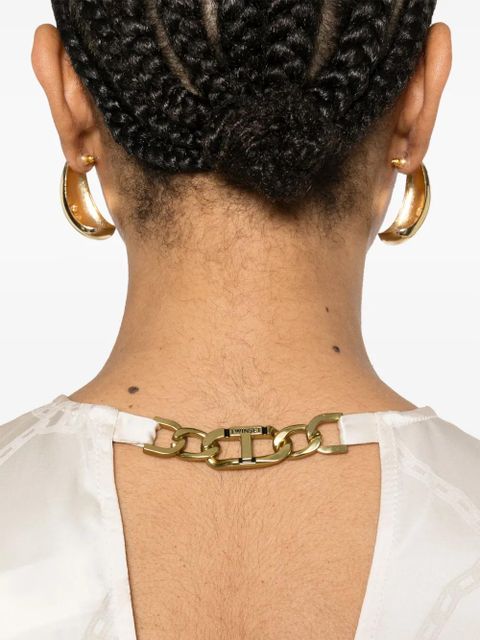 TWINSET logo-plaque mini dress - Neutrals