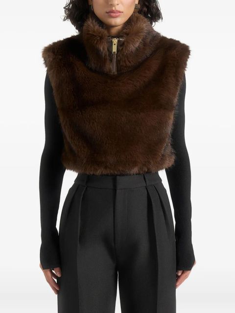 Manière De Voir Nyla high-neck zip vest - Brown