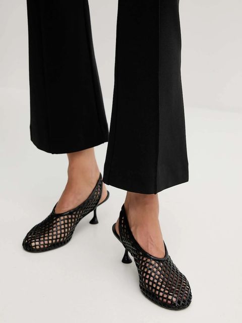 Calvin Klein spodnie damskie kolor czarny dzwony high waist LV044D660G