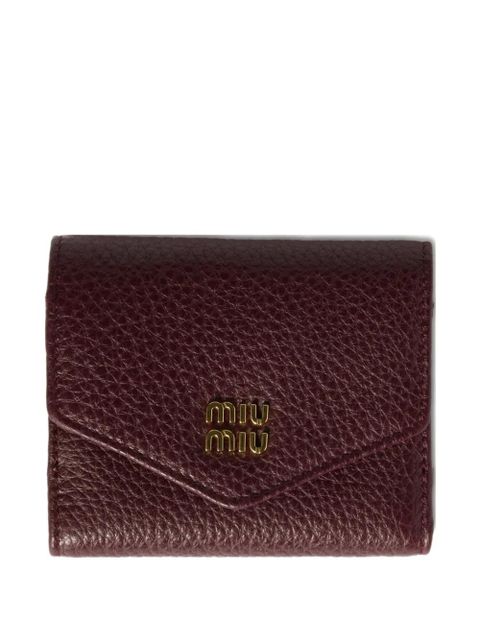 Miu Miu small logo-plaque leather wallet - Red - zdjęcie produktu nr 1