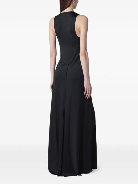 Victoria Beckham gathered slit-detail scoop-neck dress - Black