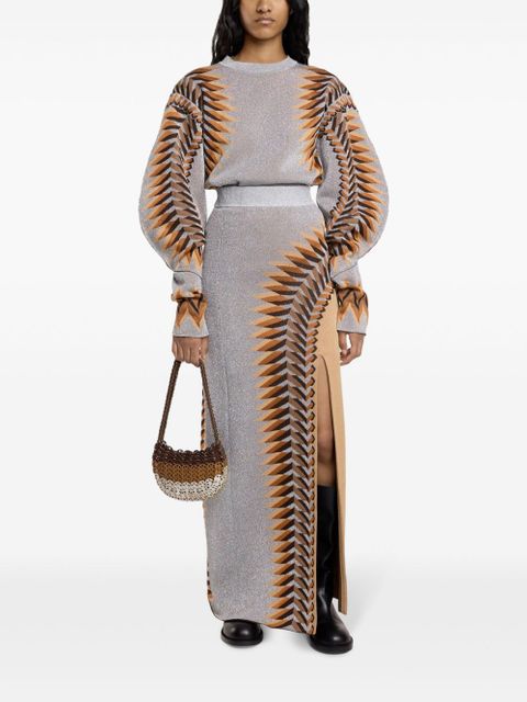 Rabanne lurex-jacquard long skirt - Grey - zdjęcie produktu nr 2