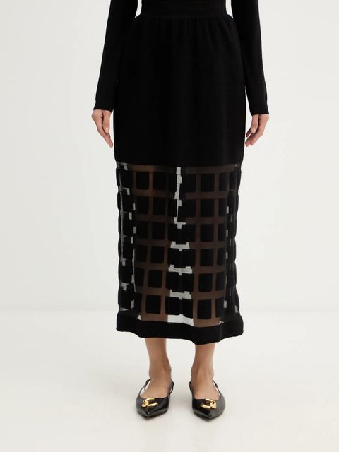 Liviana Conti spódnica wełniana kolor czarny midi rozkloszowana L5WA78 - zdjęcie produktu nr 1