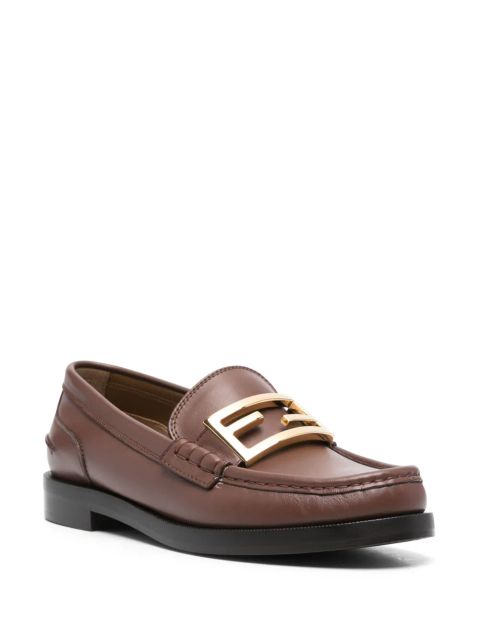 FENDI FF-logo loafers - Brown