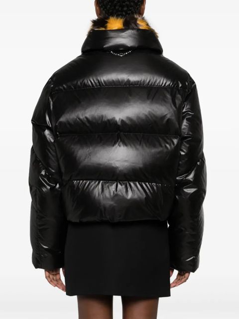 Rabanne leopard-print quilted puffer jacket - Black