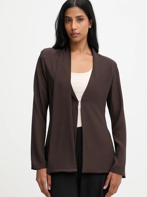 Answear.LAB marynarka kolor brązowy jednorzędowa gładka - zdjęcie produktu nr 1