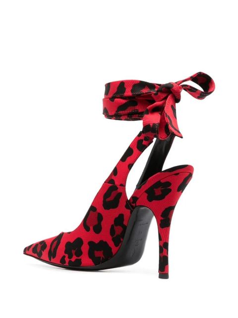 The Attico leopard-print pointed-toe pumps - Red