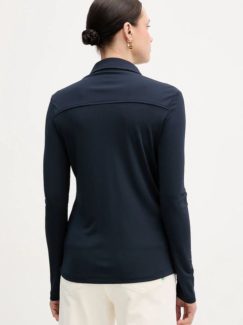 Sisley koszula damska kolor granatowy regular z kołnierzykiem klasycznym 54HXLQ09M