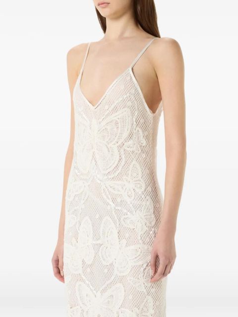 Blumarine butterfly-motif V-neck maxi dress - Neutrals