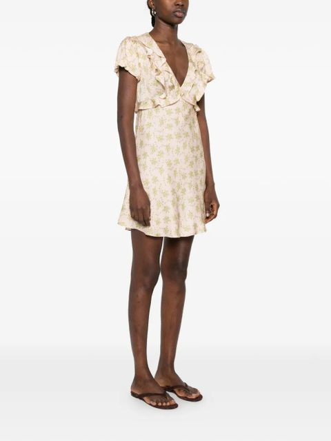 SANDRO Louise ruffled floral mini dress - Pink