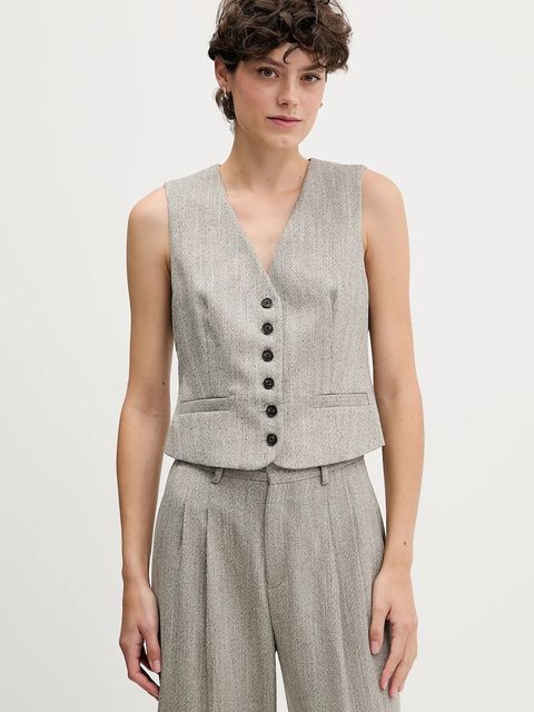 Pedro del Hierro kamizelka kolor beżowy jednorzędowa 7312262 - zdjęcie produktu nr 1