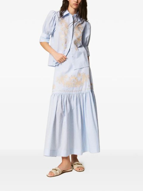 TWINSET embroidered pinstripe skirt - Blue - zdjęcie produktu nr 2