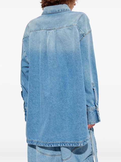 The Attico asymmetric-hem denim shirt - Blue