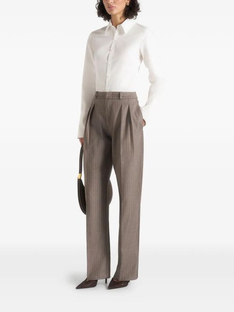 Manière De Voir Julie pinstripe-print pleated tailored trousers - Brown