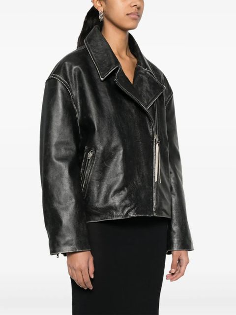 Acne Studios distressed-effect biker jacket - Black