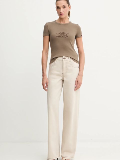 Miss Sixty t-shirt damski kolor brązowy 6S3SJ56300 - zdjęcie produktu nr 2