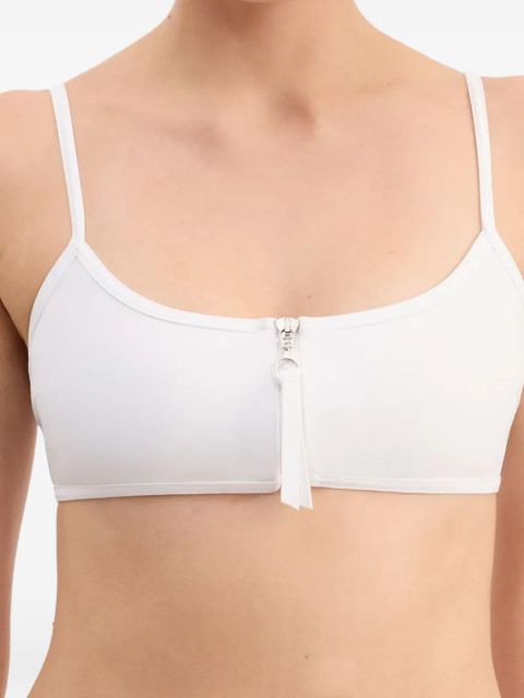 LouLou de Saison Olga square neck zipped bikini top - White