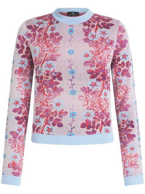 ETRO floral-jacquard crew-neck blouse - Pink - zdjęcie produktu nr 1