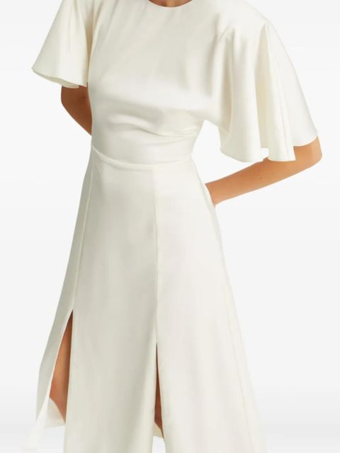 ROTATE BIRGER CHRISTENSEN satin slit midi dress - White