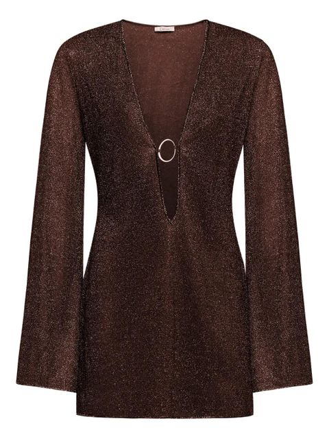 Oséree Lumière V-neck mini dress - Brown - zdjęcie produktu nr 1
