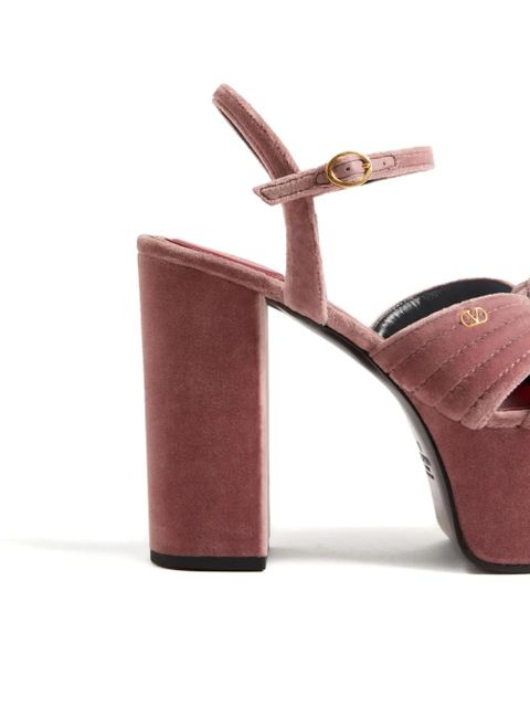 Valentino Garavani Crasher velvet platform sandals - Pink
