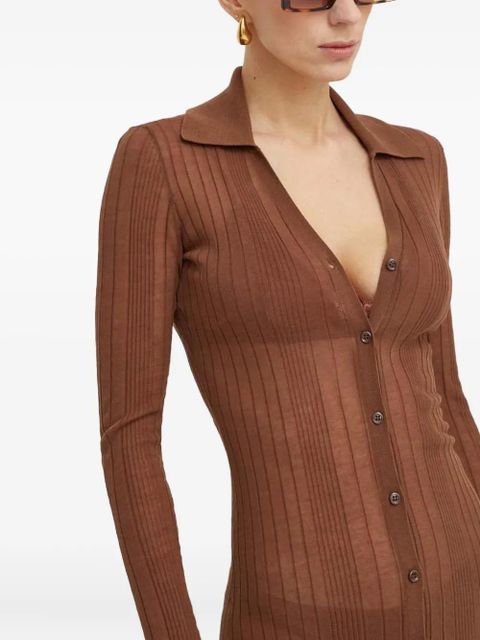 PINKO button ribbed midi dress - Brown