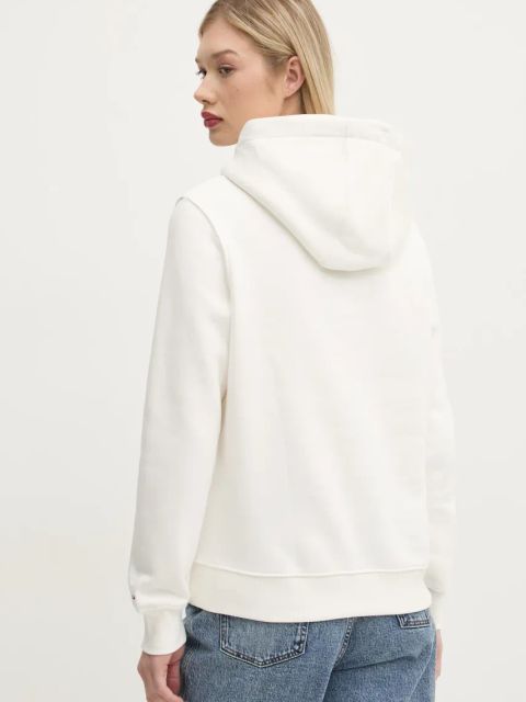 Tommy Jeans bluza damska kolor beżowy z kapturem z nadrukiem DW0DW20170