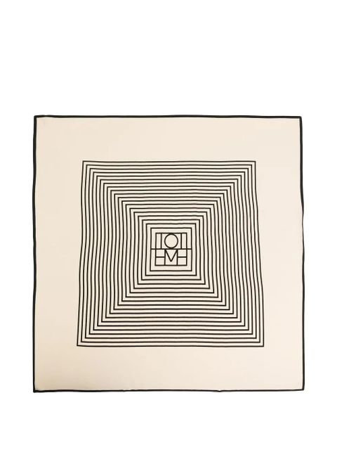 TOTEME striped geometric silk scarf - Neutrals - zdjęcie produktu nr 1