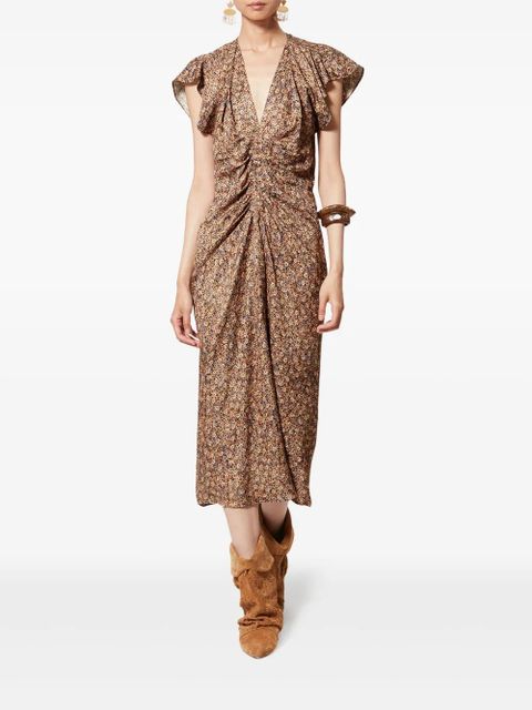ISABEL MARANT LYNDSAY ruffled midi dress - Brown
