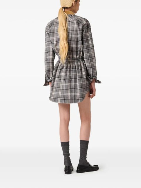 Miu Miu buttoned check-pattern mini dress - Grey - zdjęcie produktu nr 2