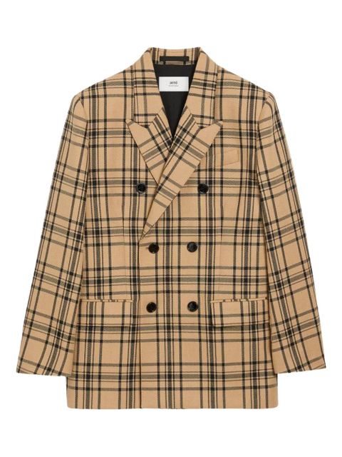 AMI Paris checked double-breasted blazer - Neutrals - zdjęcie produktu nr 1