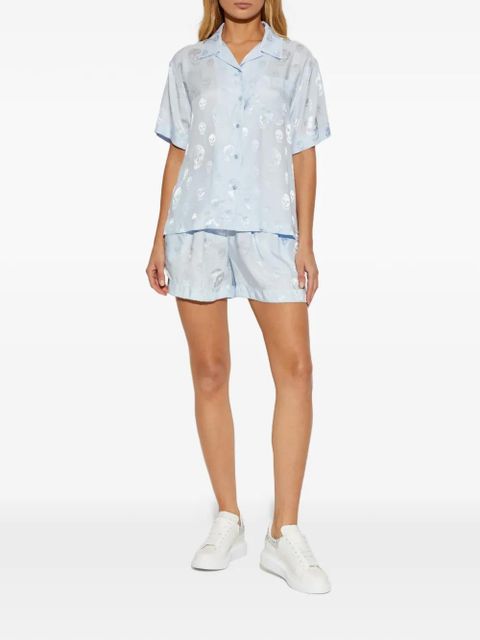 Alexander McQueen skull-print drawstring shorts - Blue - zdjęcie produktu nr 2