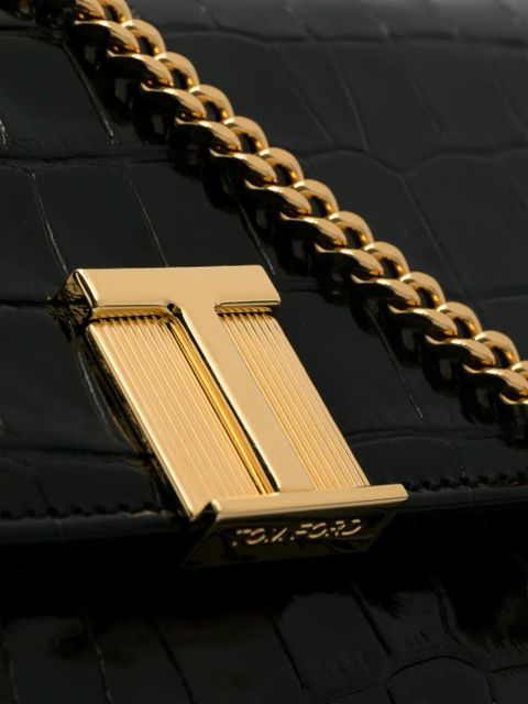 TOM FORD croc-embossed leather shouder bag - Black