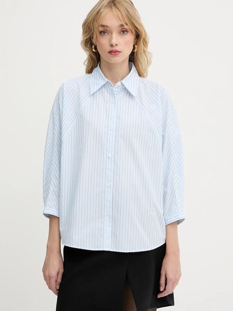 BOSS Orange koszula bawełniana damska kolor niebieski relaxed z kołnierzykiem klasycznym 50543553 - zdjęcie produktu nr 1