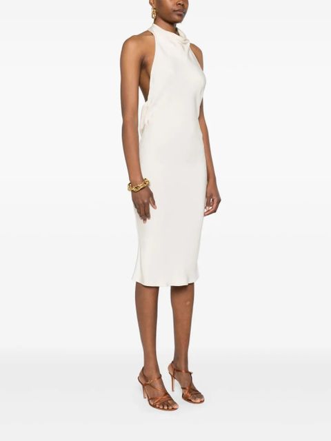 TOM FORD halterneck sleeveless midi dress - Neutrals