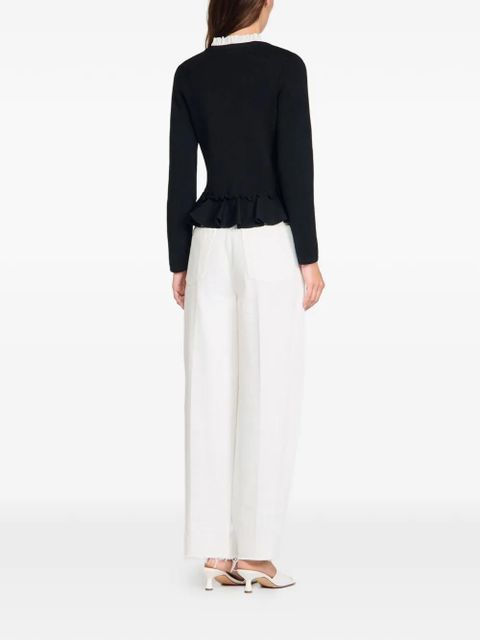 SANDRO ruffled detachable collar cardigan - Black - zdjęcie produktu nr 2