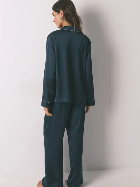 women'secret piżama damska kolor granatowy satynowa 2542471 - zdjęcie produktu nr 2