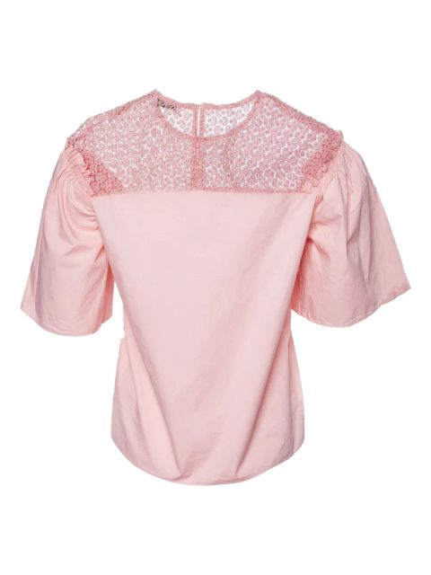 SANDRO pre-owned ruffled lace-yoke blouse - Pink