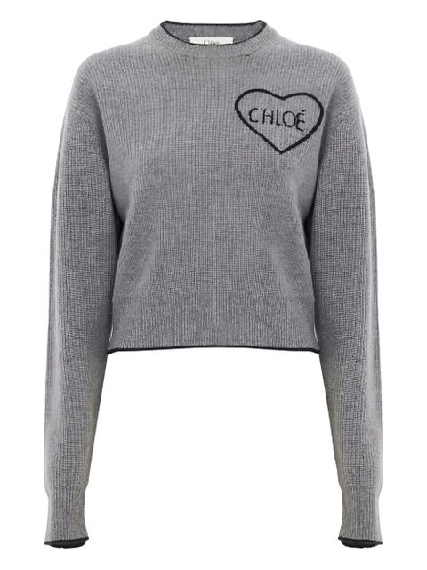 Chloé heart-appliqué sweater - Grey - zdjęcie produktu nr 1