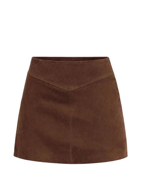 Reformation Layla mini low-waist suede skirt - Brown - zdjęcie produktu nr 1