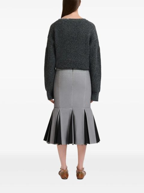 Marni x Slawn & Soldier tulip-print pleated midi skirt - Grey