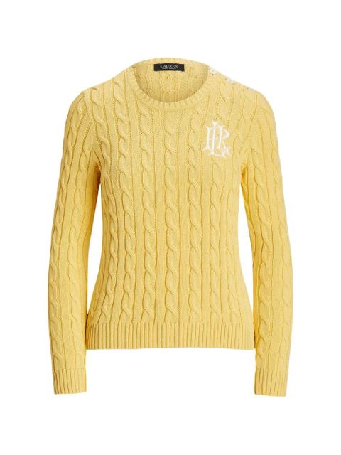 Lauren Ralph Lauren cable-knit embroidered sweater - Yellow - zdjęcie produktu nr 1