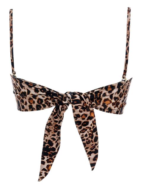 Agua By Agua Bendita patchwork knot-front bikini top - Brown - zdjęcie produktu nr 2